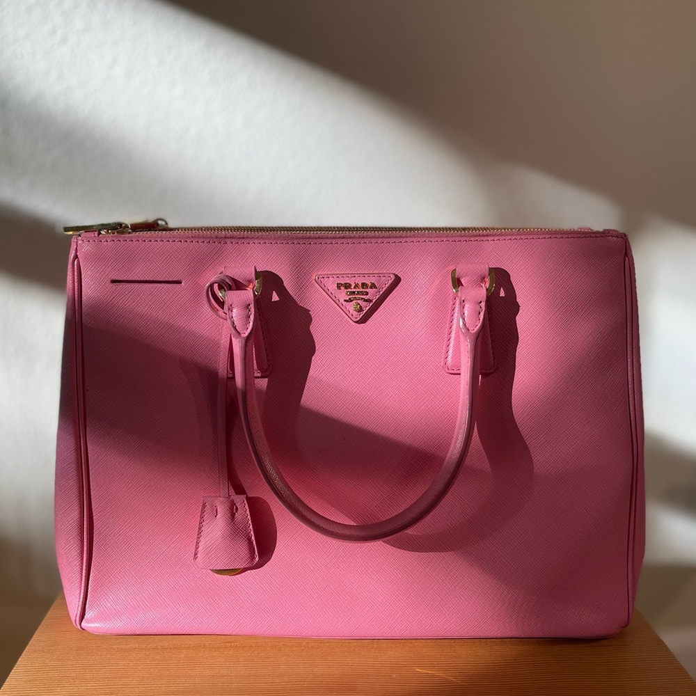 PRADA Saffiano Medium Galleria Double Zip Tote - Hot Pink